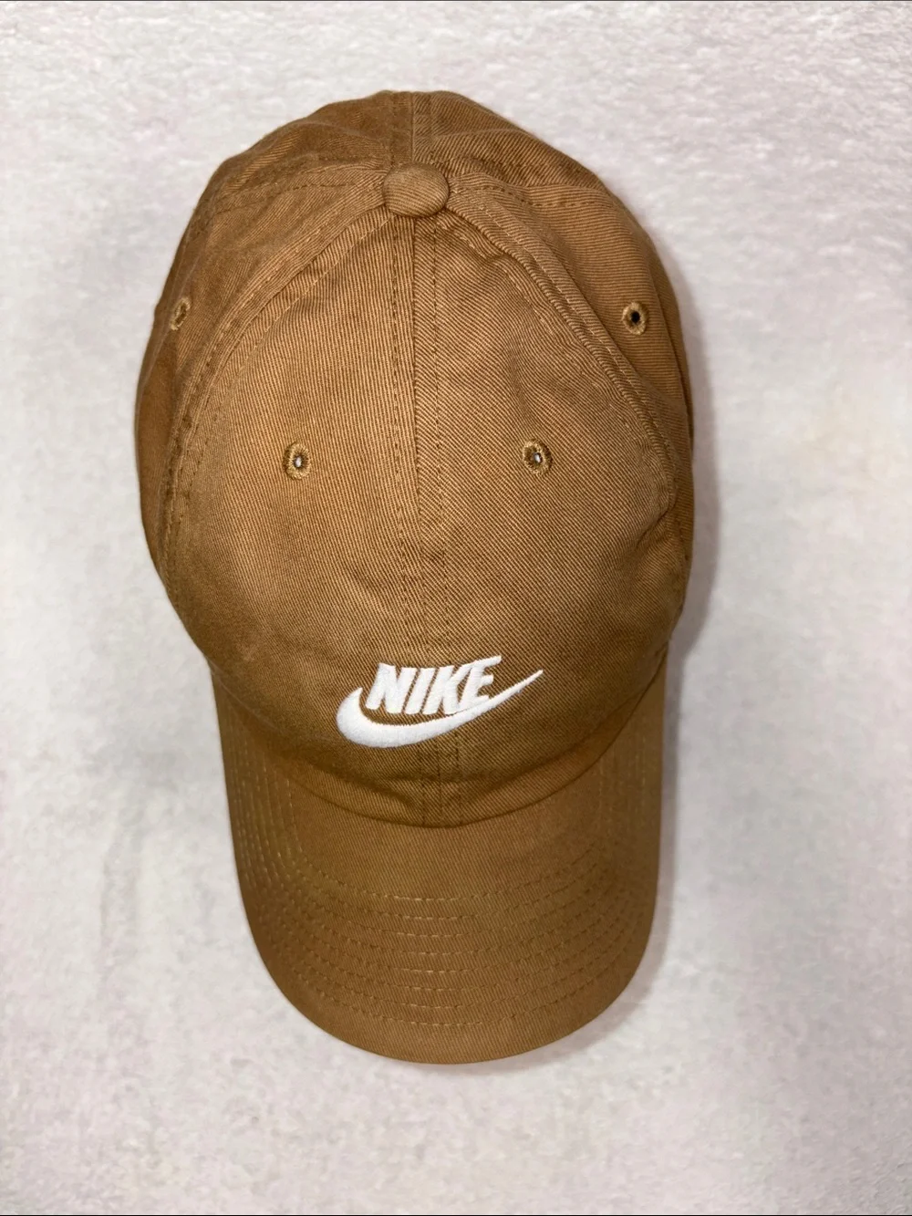 Nike structured future gold Brown Baseball Cap with White Swoosh os